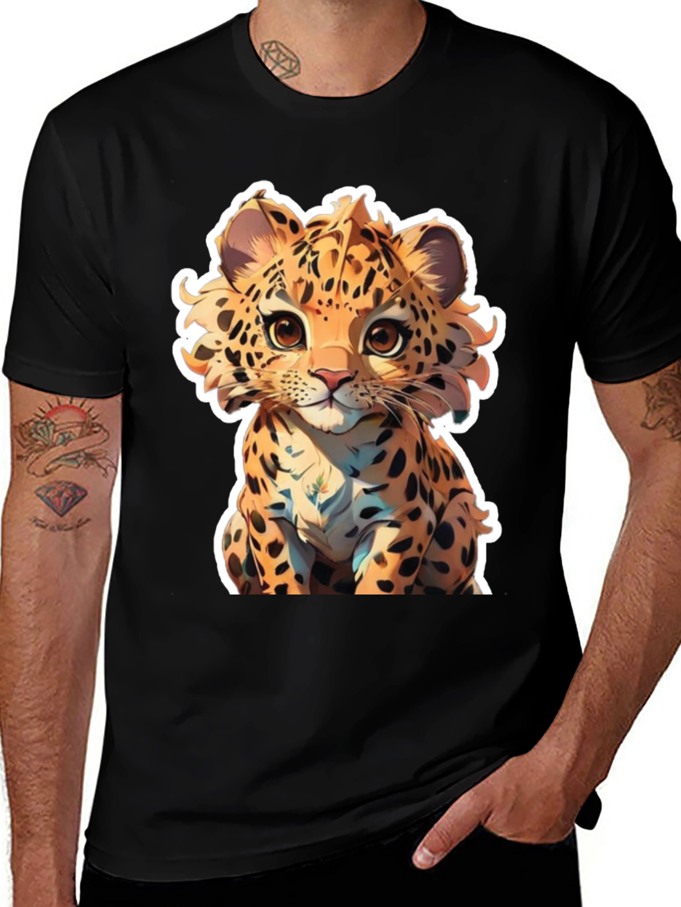 Variant 7 of Cute Cartoon Leopard Graphic Tee