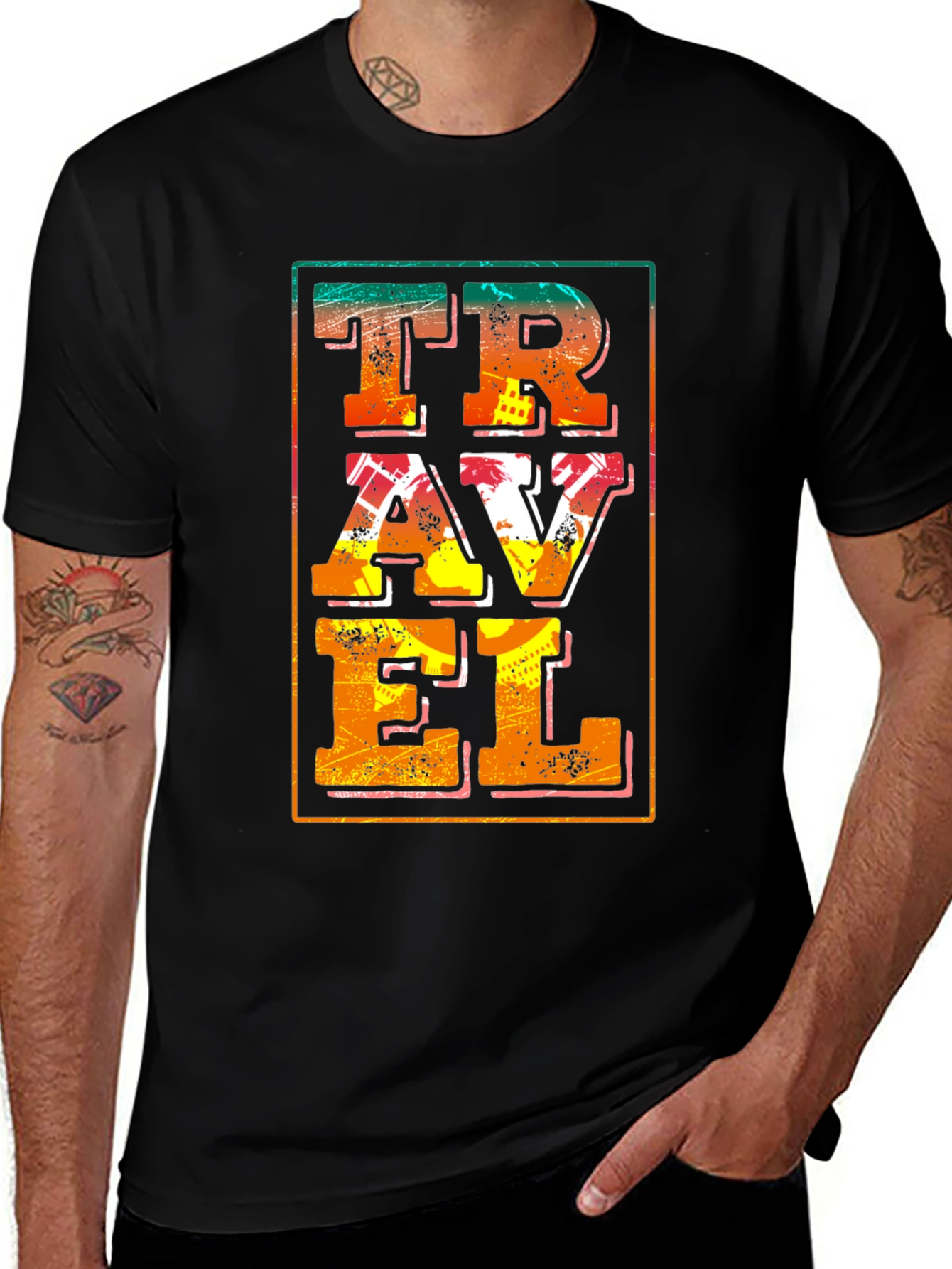 Variant 20 of Travel Graphic Tee - Black Cotton Blend