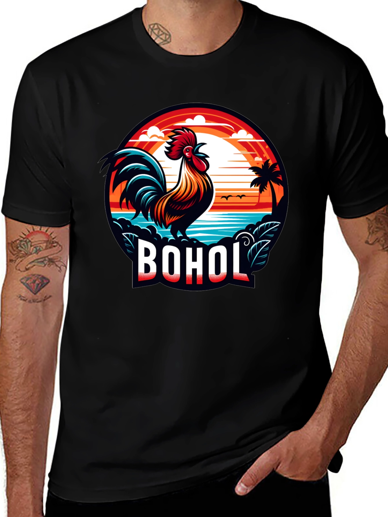 Bohol Rooster T-Shirt - Tropical Island Design