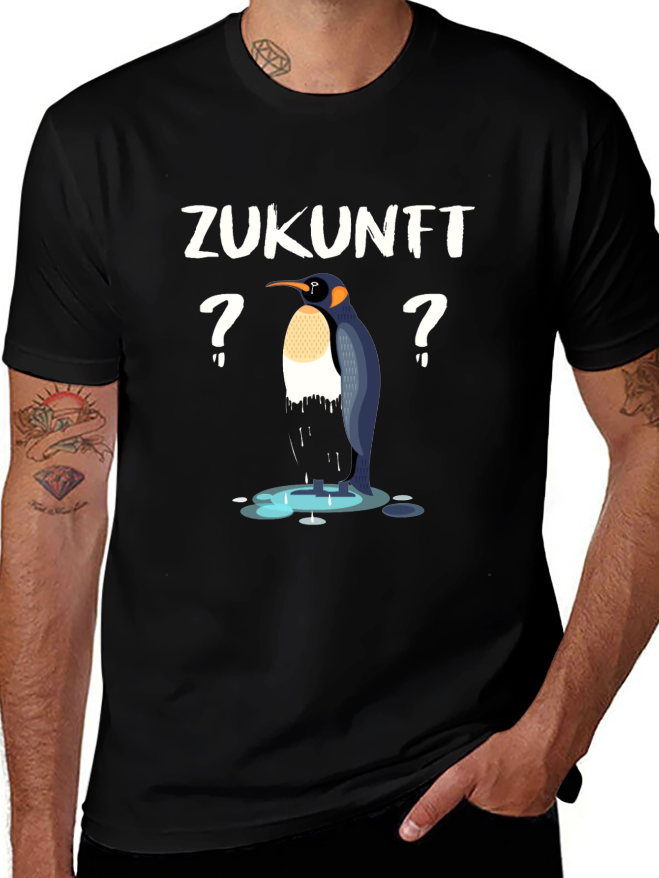 Zukunft Penguin Graphic T-Shirt - Black