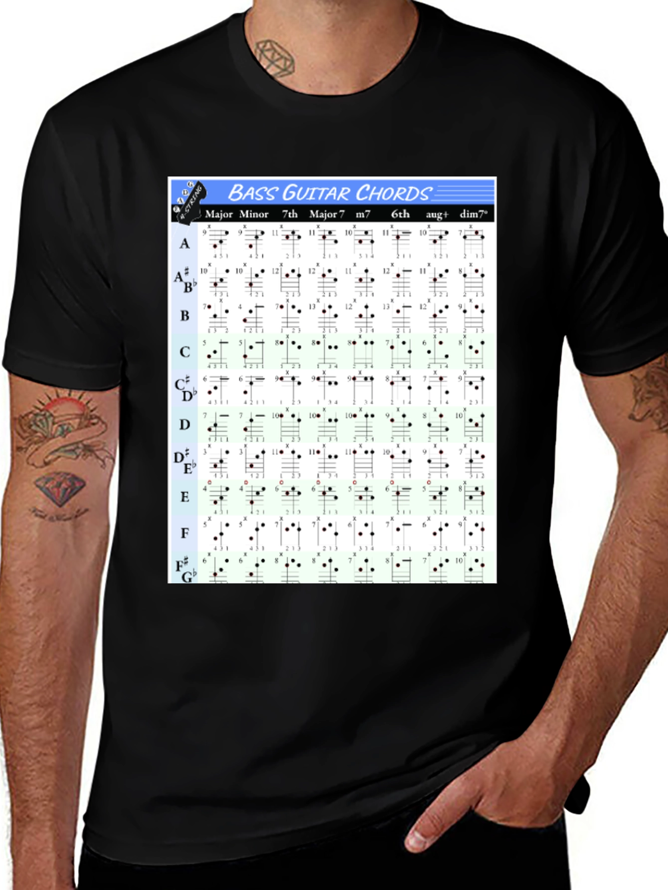 Bass Guitar Chords T-Shirt for Musicians