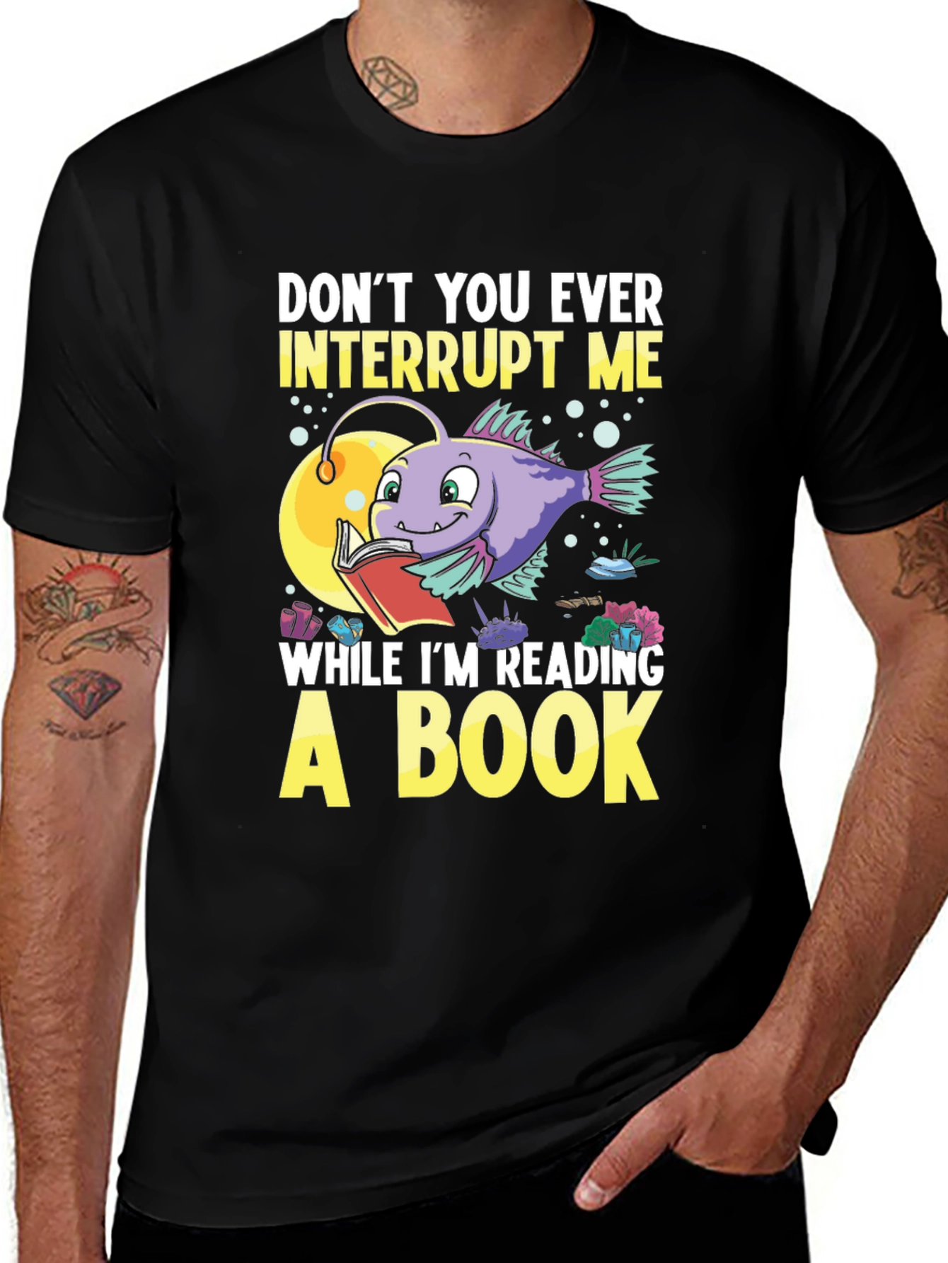 Don't Interrupt Me Anglerfish Reading Book T-Shirt