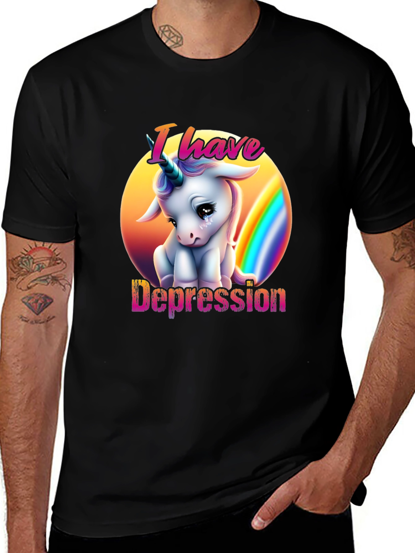 Variant 16 of Sad Unicorn T-Shirt - Depression Awareness Tee