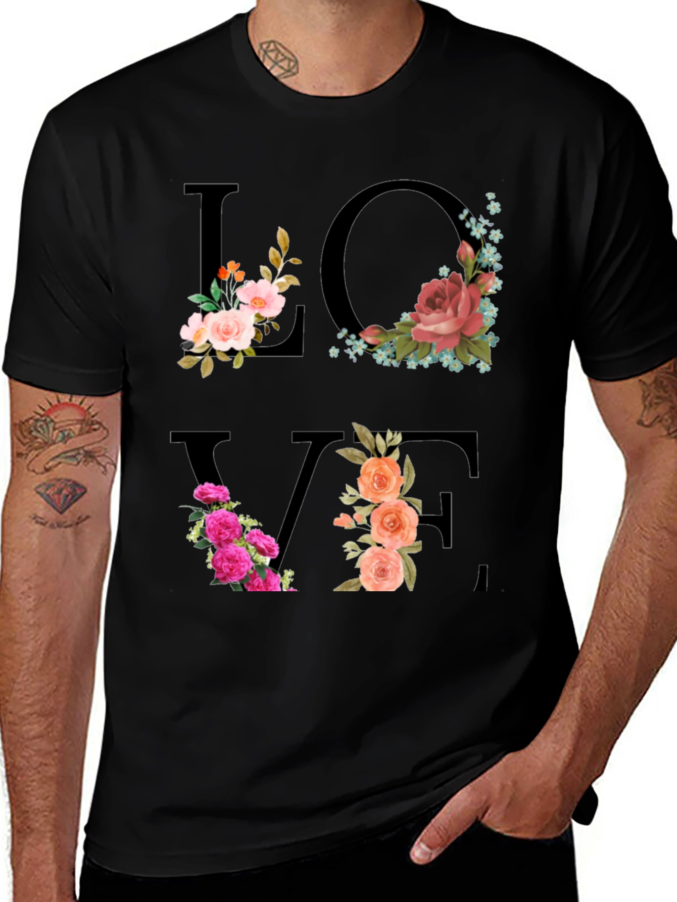 Variant 21 of Floral Love T-Shirt - Stylish Graphic Tee