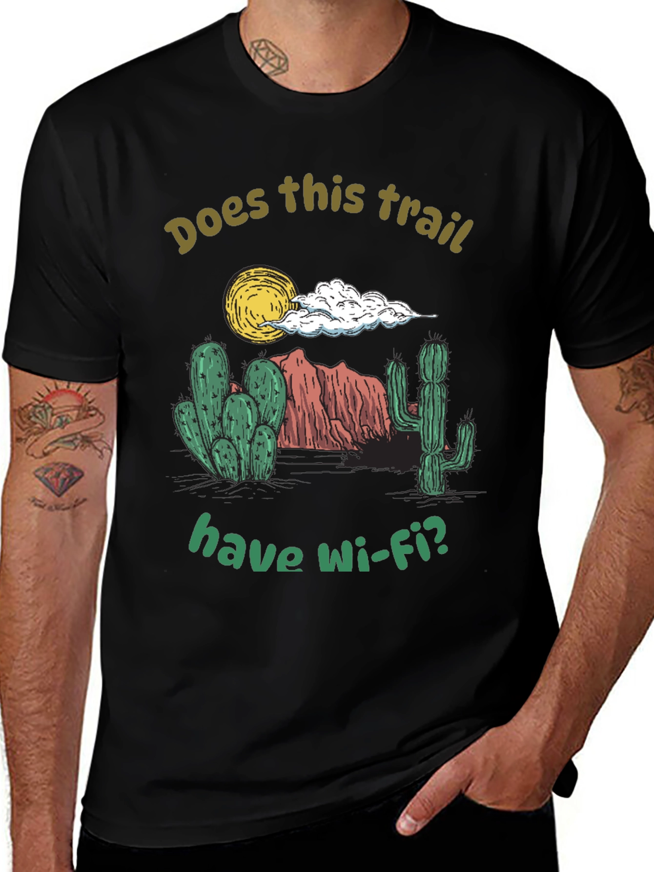 Variant 30 of Funny Hiking T-Shirt: Does This Trail Have Wi-Fi?