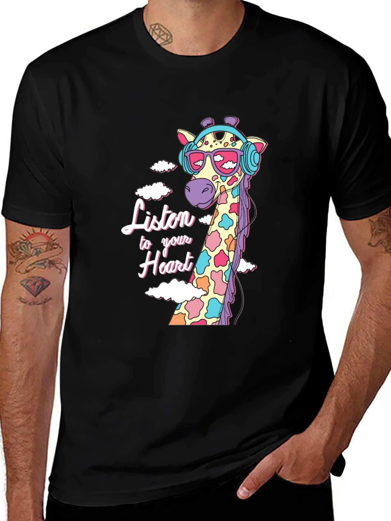 Variant 3 of Cool Giraffe T-Shirt - Listen to Your Heart