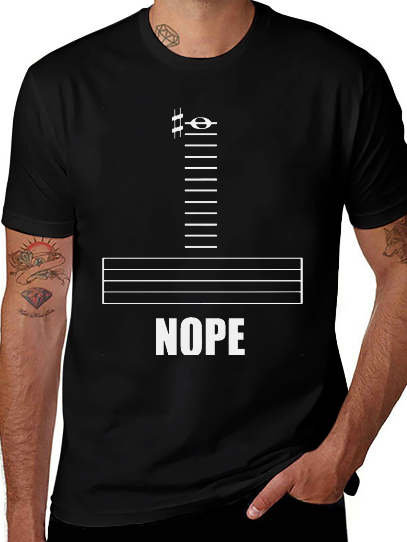 Music Lover's "Nope" T-Shirt - Bass Clef Funny Tee