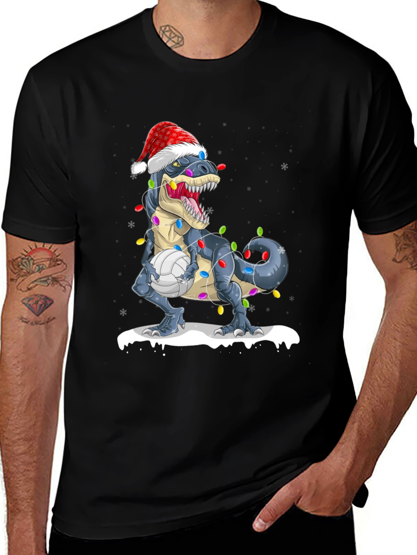 T-Rex Volleyball Christmas Graphic Tee
