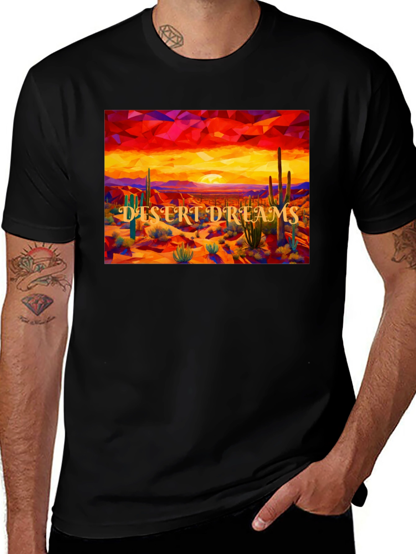 Variant 14 of Desert Dreams Graphic Tee - Black Cotton T-Shirt