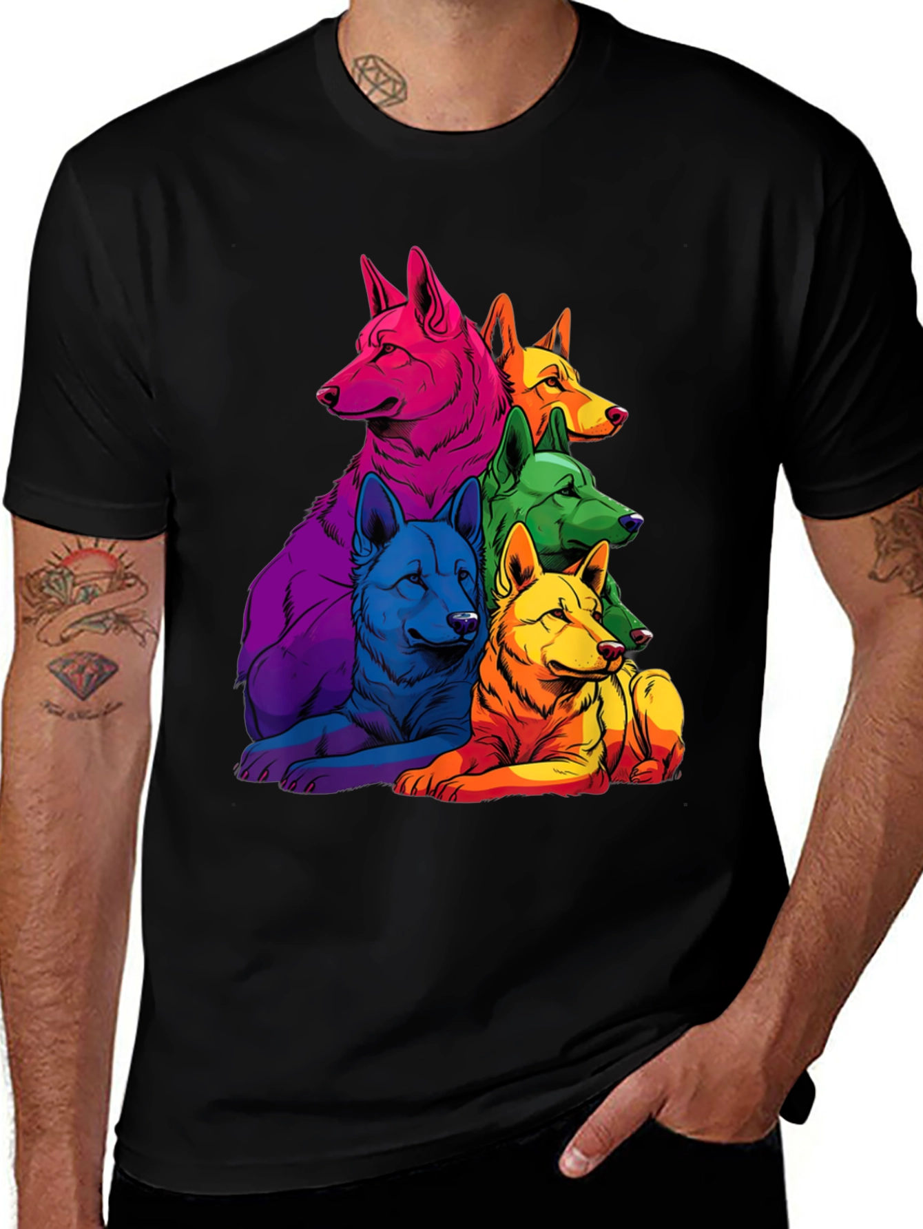 Variant 18 of Rainbow Wolf Pack T-Shirt