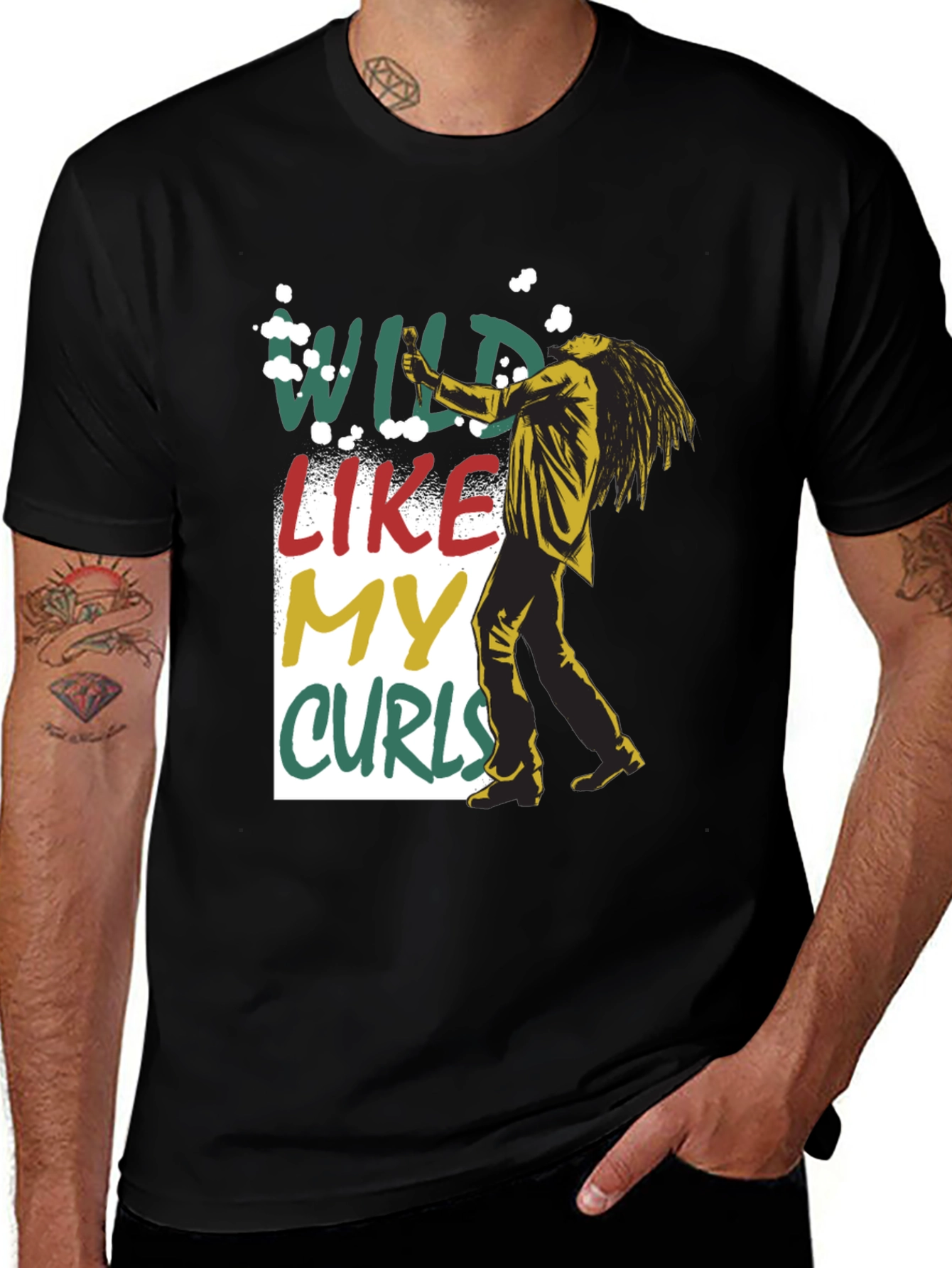 Variant 7 of Wild Like My Curls T-Shirt - Black Graphic Tee