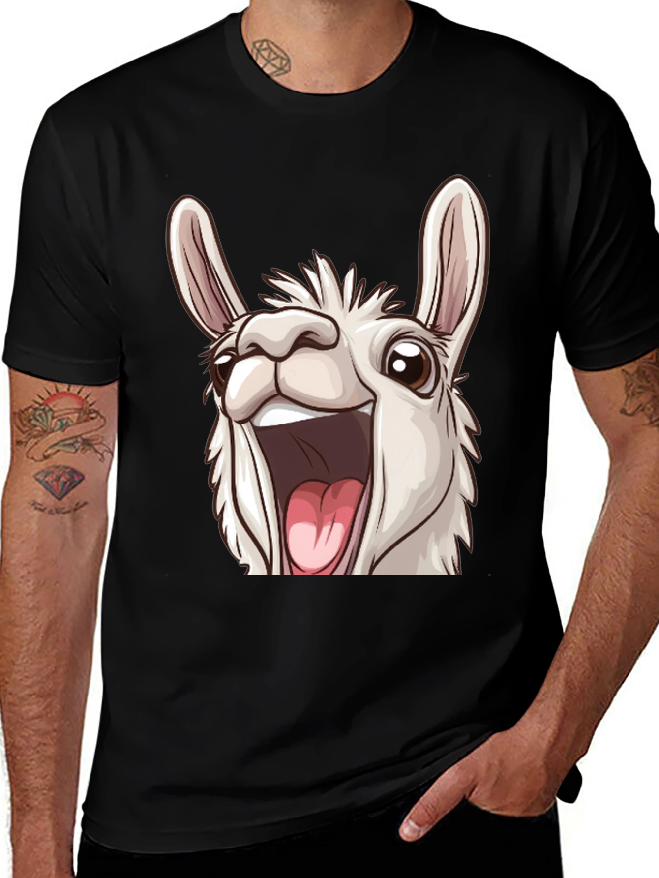 Variant 28 of Funny Llama Graphic Black T-Shirt