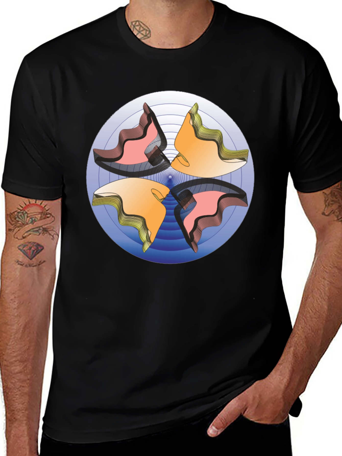 Variant 29 of Abstract Circle Design Black T-Shirt