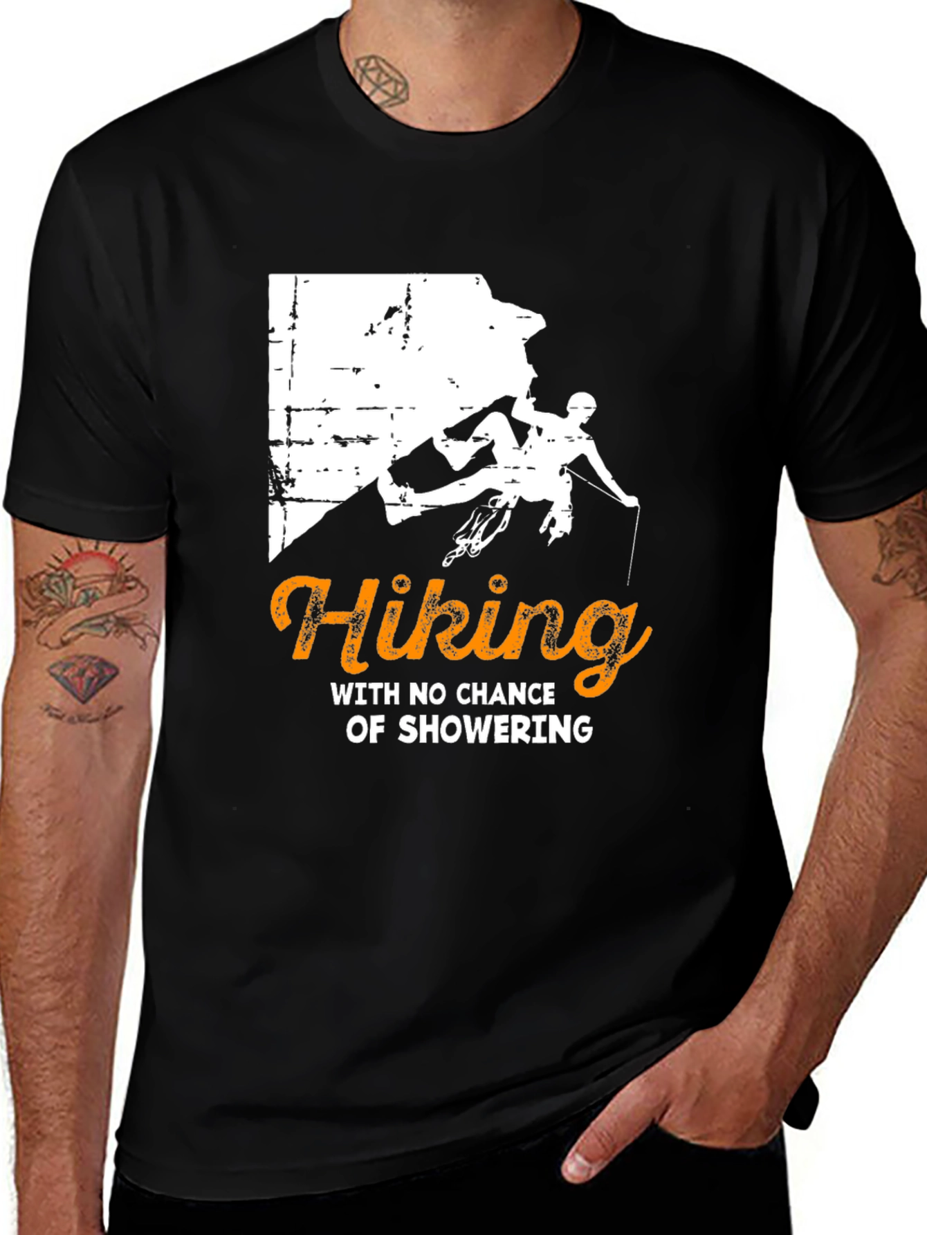 Hiking Humor T-Shirt - No Chance of Showering!