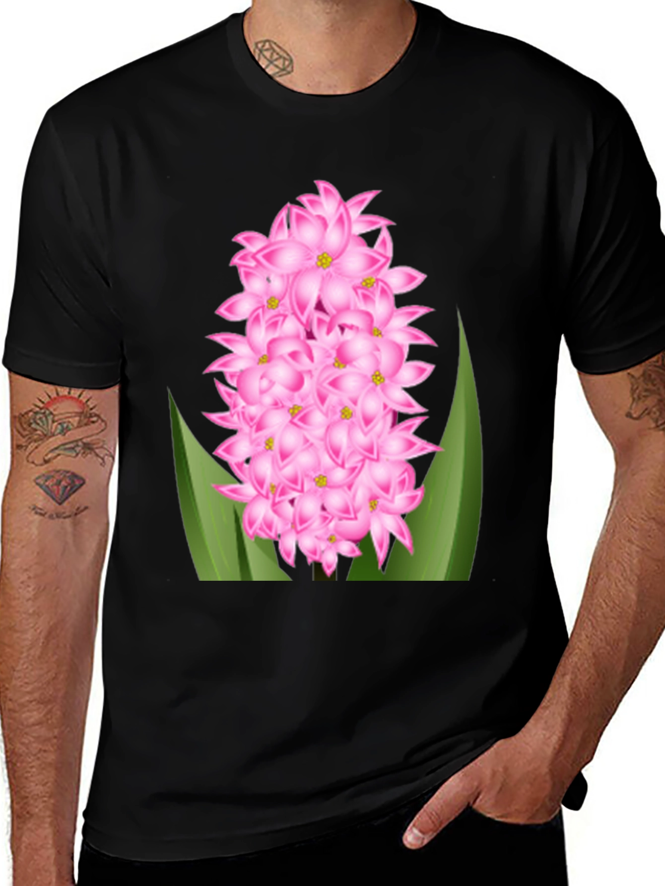 Variant 24 of Pink Hyacinth Flower Graphic T-Shirt