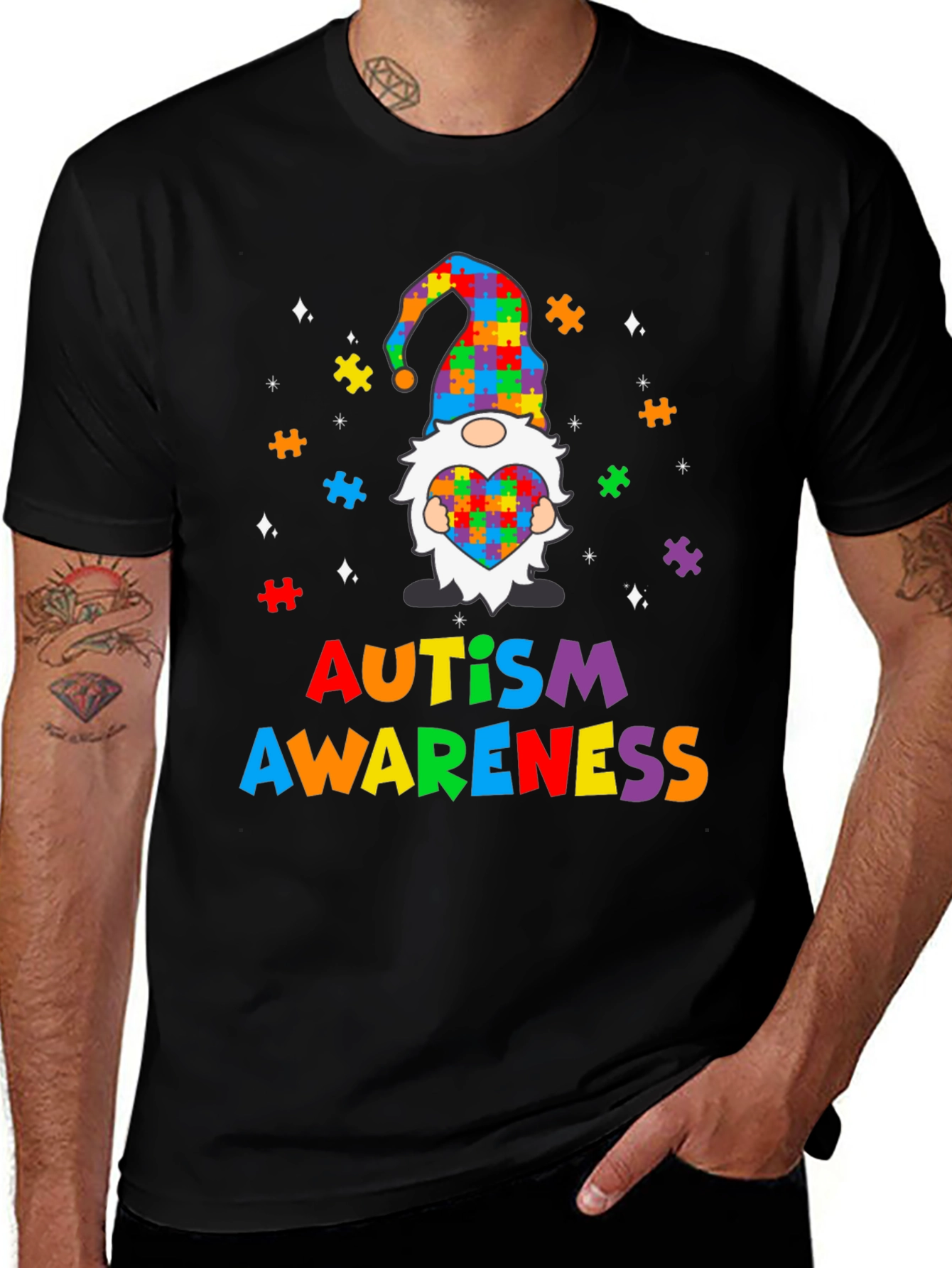 Variant 26 of Autism Awareness Puzzle Piece Gnome T-Shirt