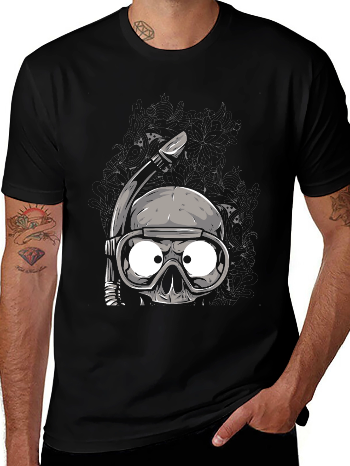 Variant 5 of Snorkel Skull Graphic Tee - Unique Diving Shirt