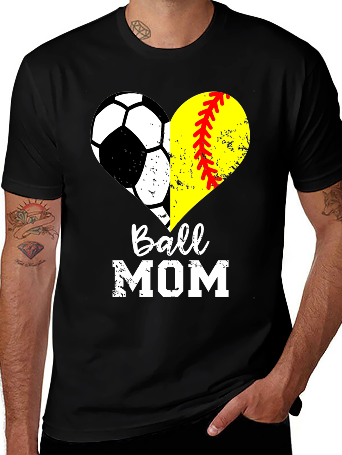 Ball Mom Heart Graphic T-Shirt