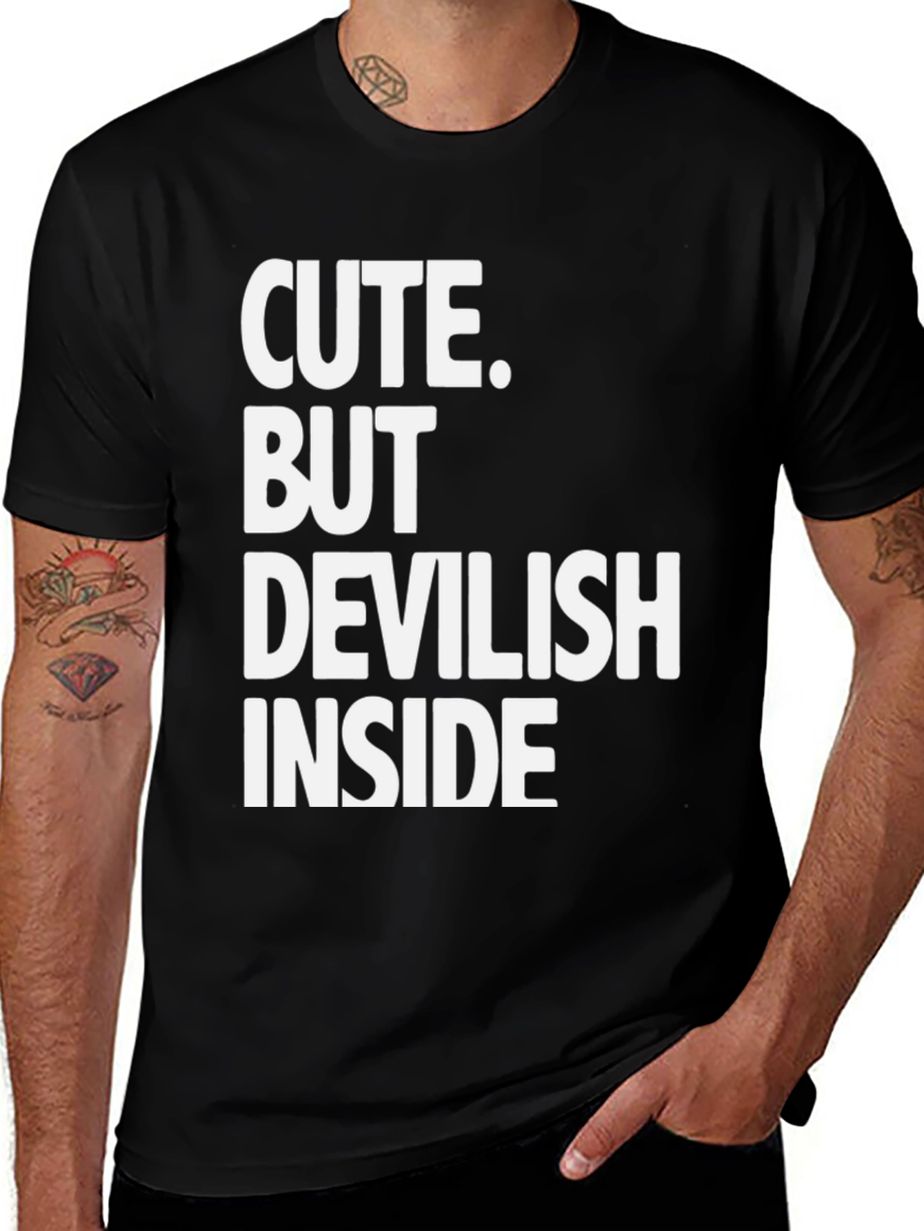 Variant 11 of Cute But Devilish Inside Black Graphic Tee