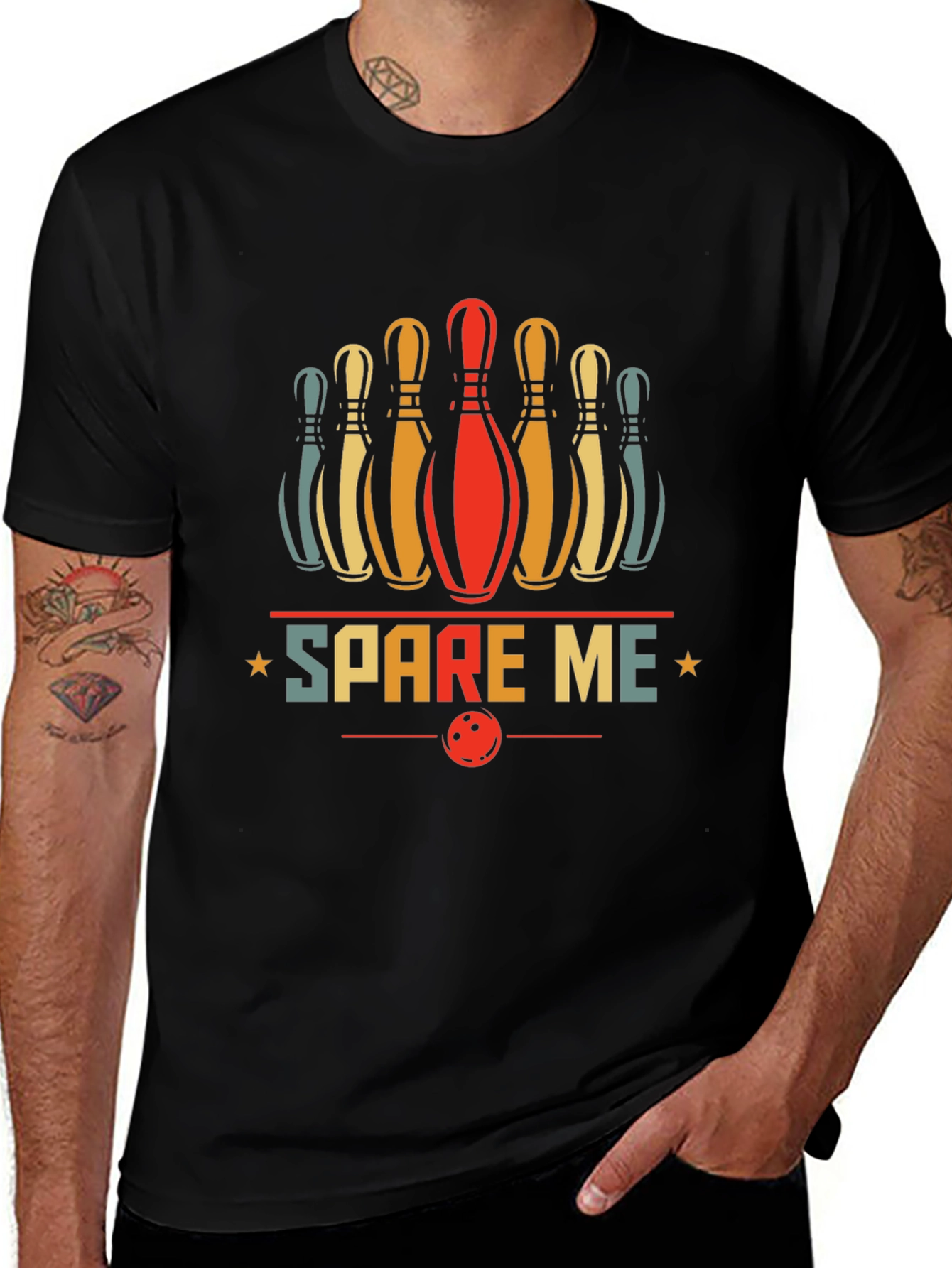 Variant 28 of Spare Me Bowling T-Shirt - Retro Style
