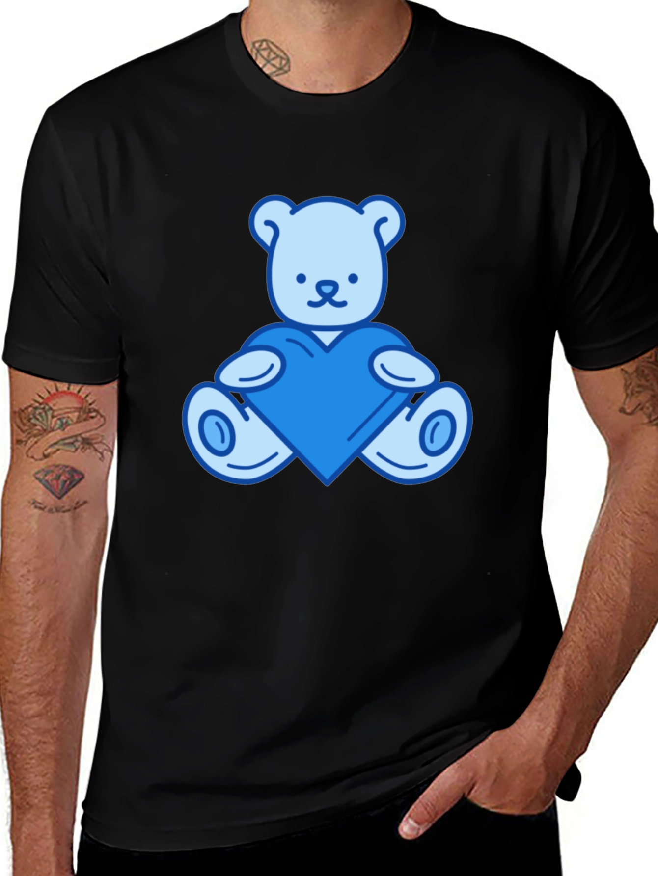 Variant 30 of Teddy Bear Heart Graphic Black T-Shirt