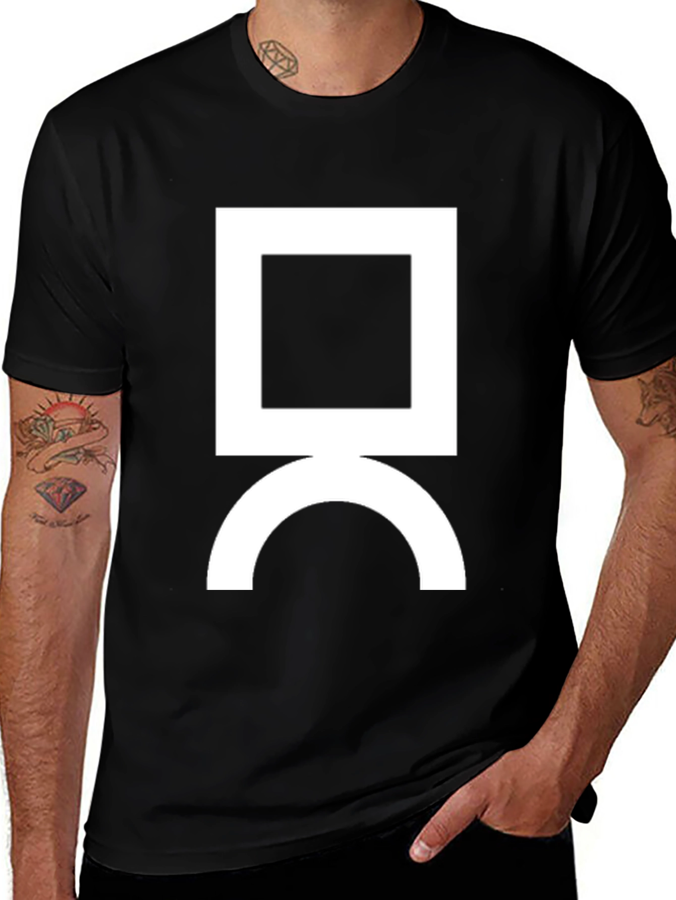 Variant 23 of Geometric Graphic Tee - Square and Arc Design