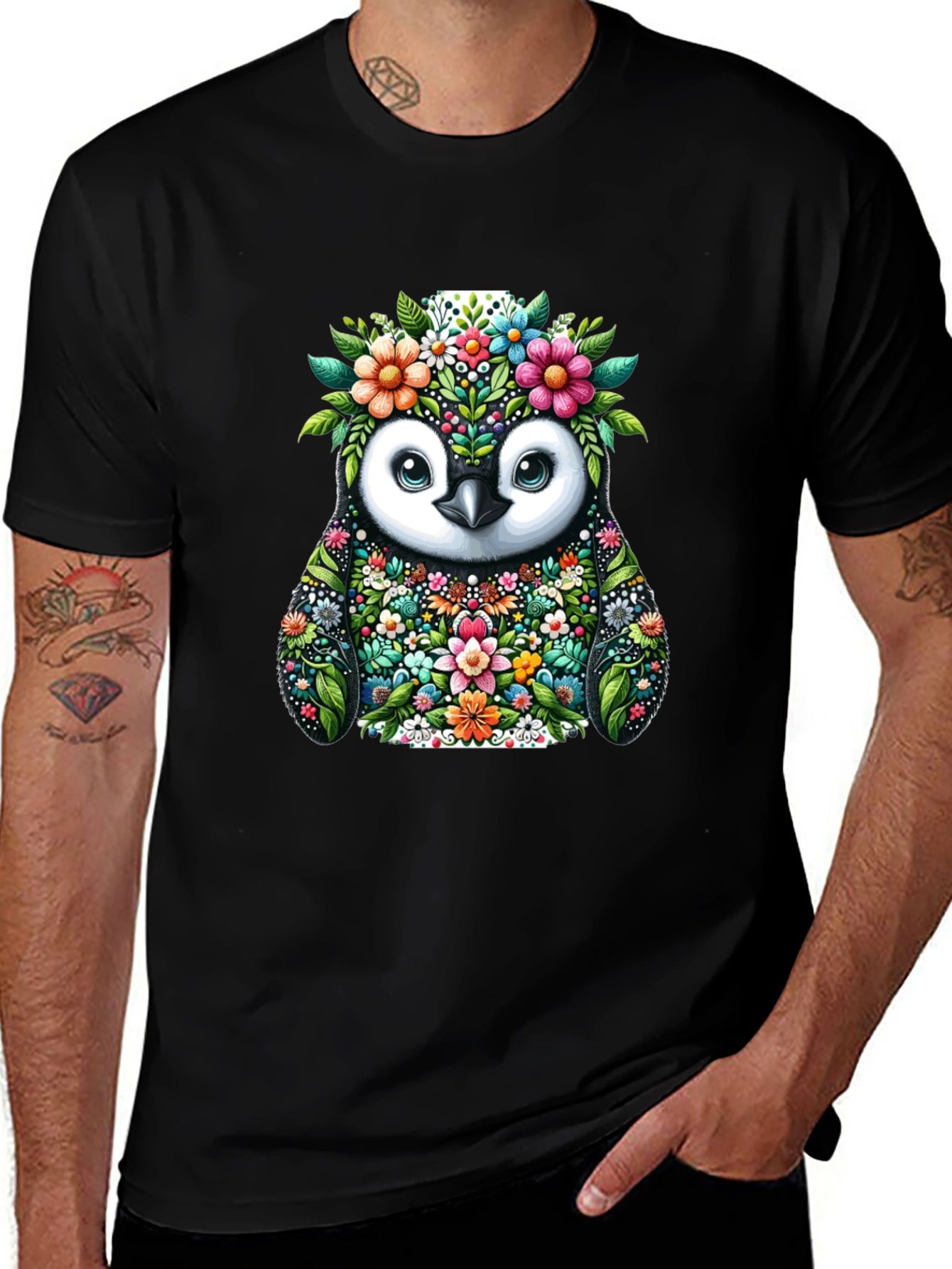 Variant 4 of Floral Penguin Graphic Tee