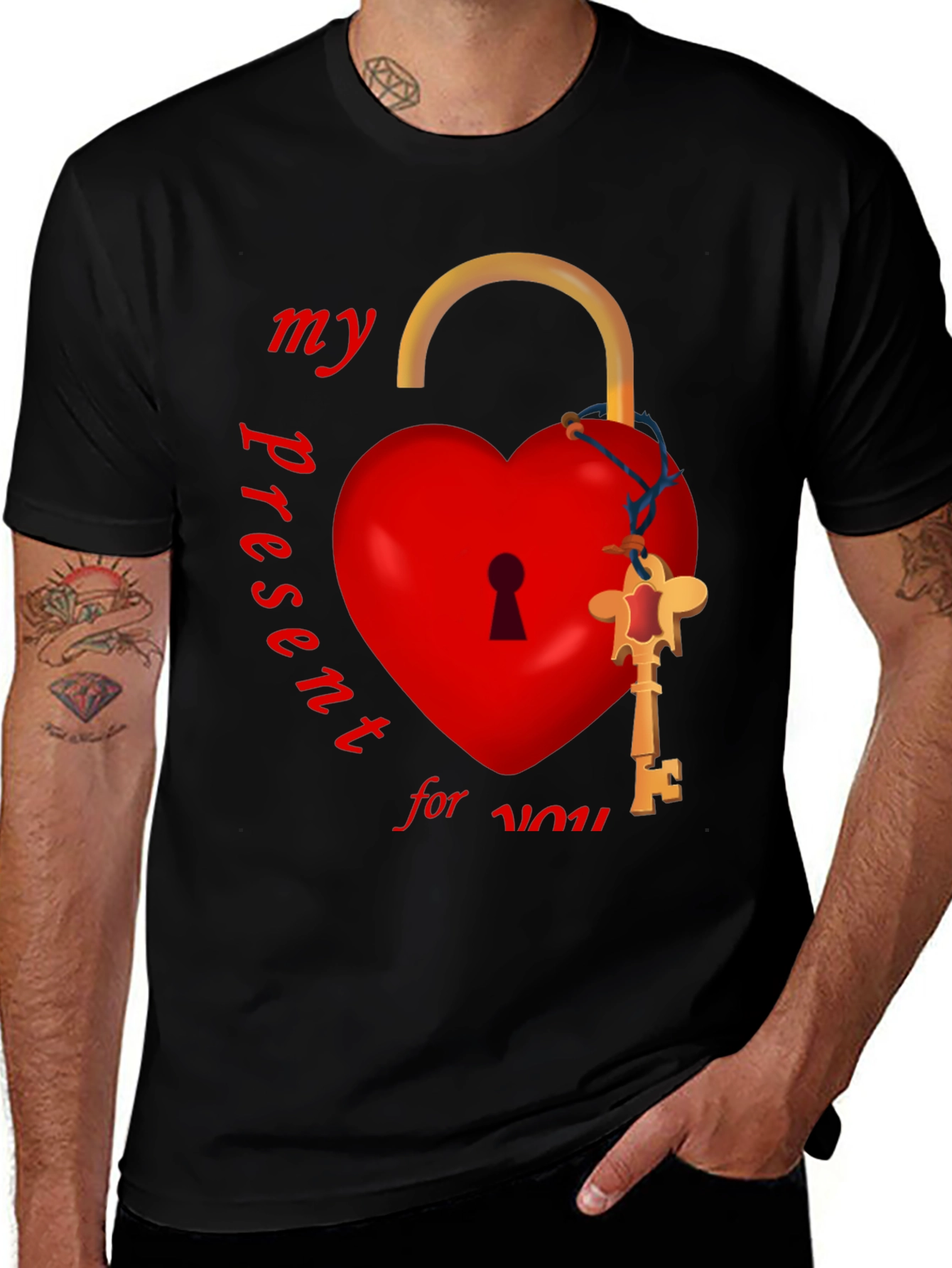 Heart Lock & Key Graphic Tee - 'My Present For You'