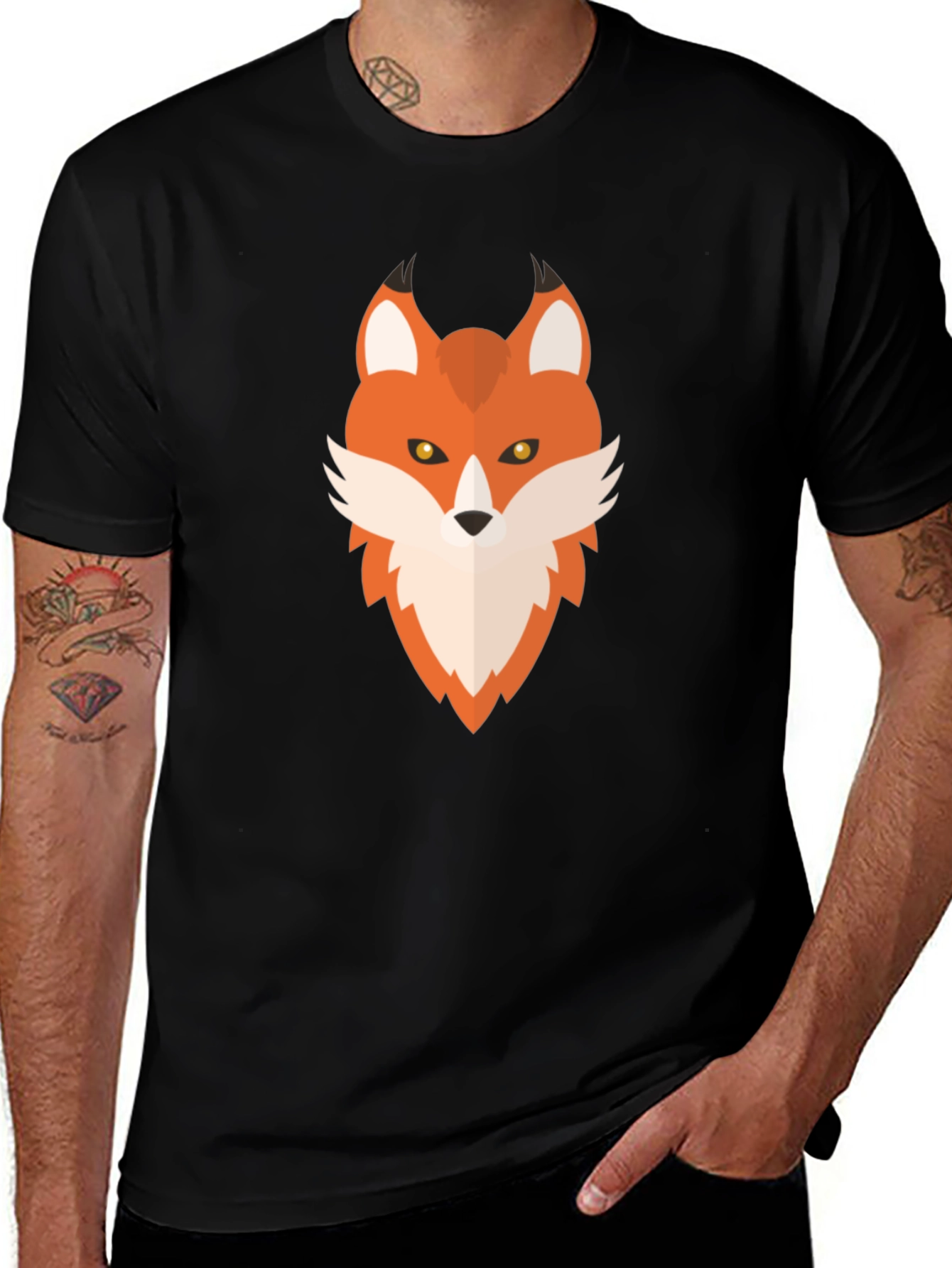 Variant 9 of Geometric Fox Graphic Tee - Men's Black T-Shirt