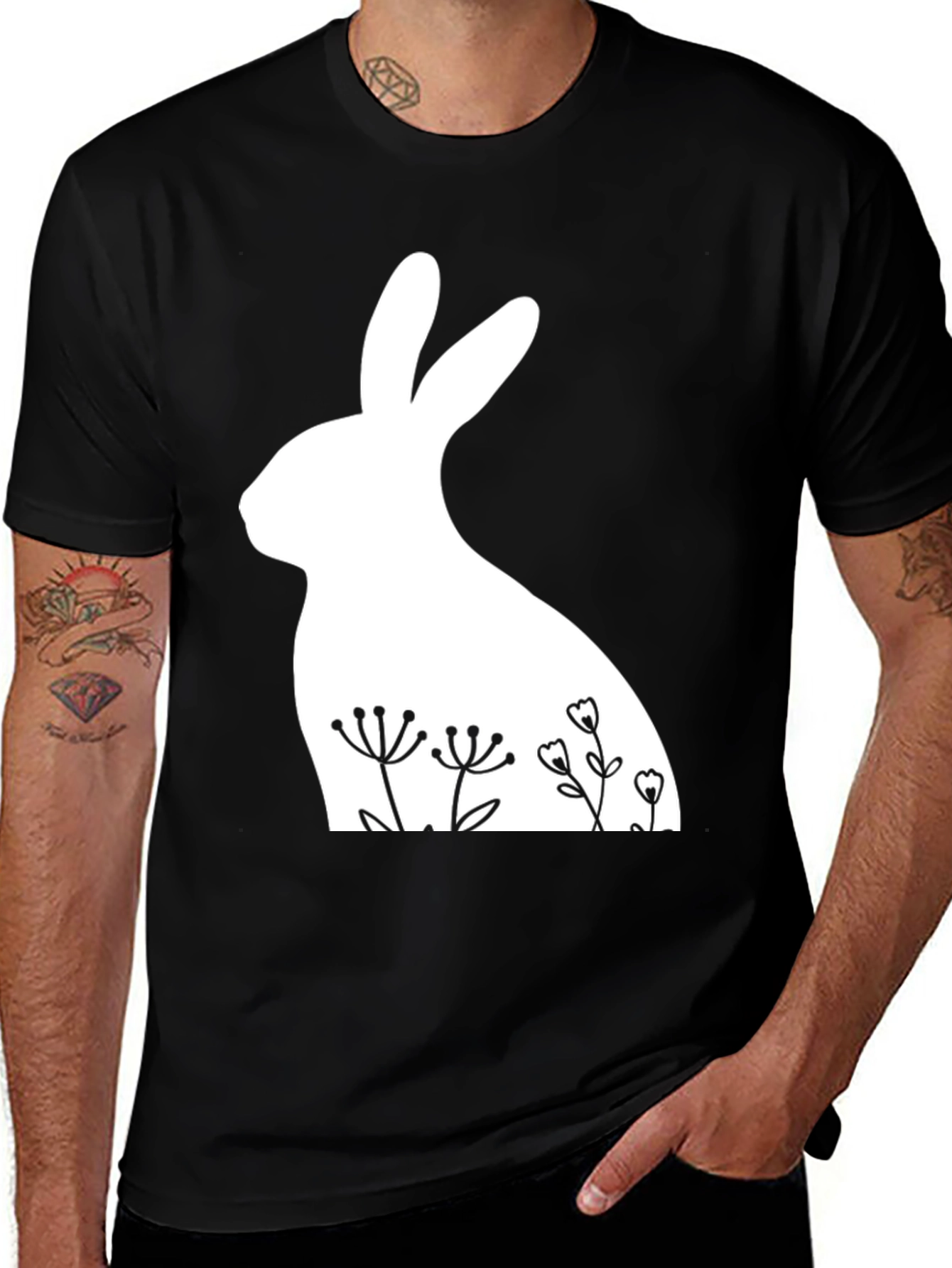 Variant 8 of Floral Rabbit T-Shirt - Easter Style