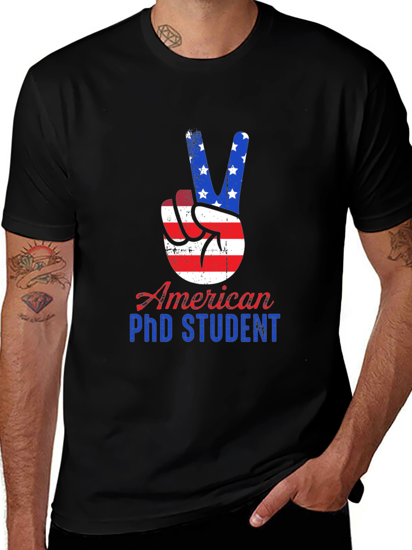 Variant 12 of American PhD Student Peace Sign T-Shirt