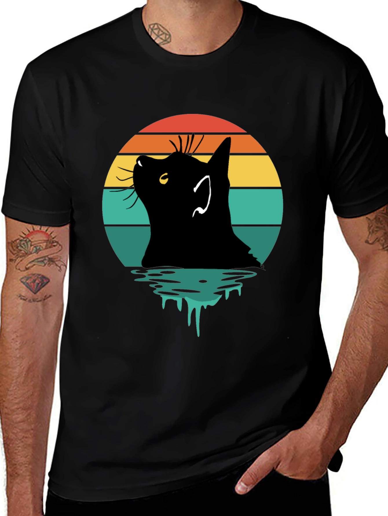 Variant 6 of Retro Cat Silhouette T-Shirt