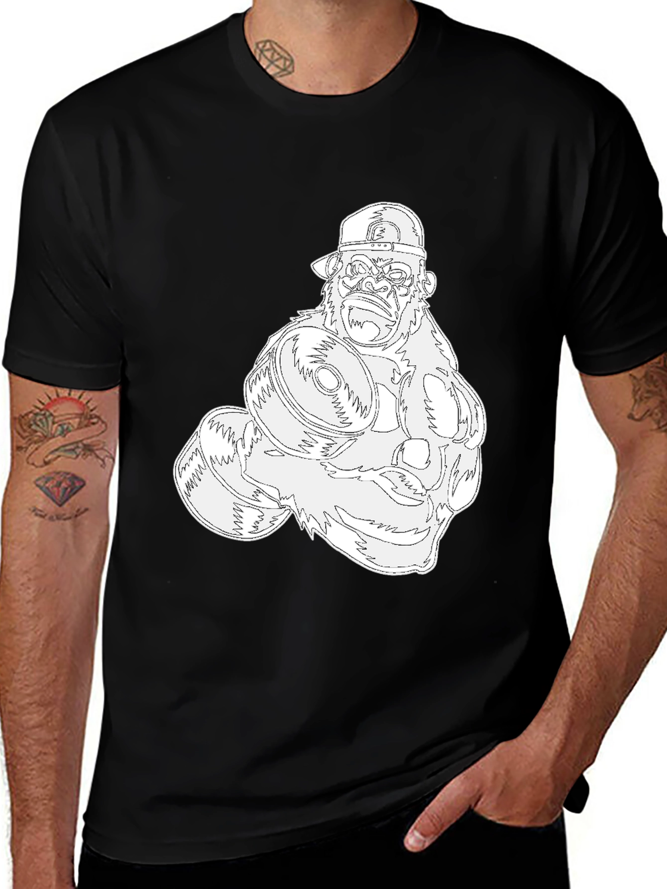 Variant 8 of Gorilla Gym Tee: Black Cotton Fitness Shirt