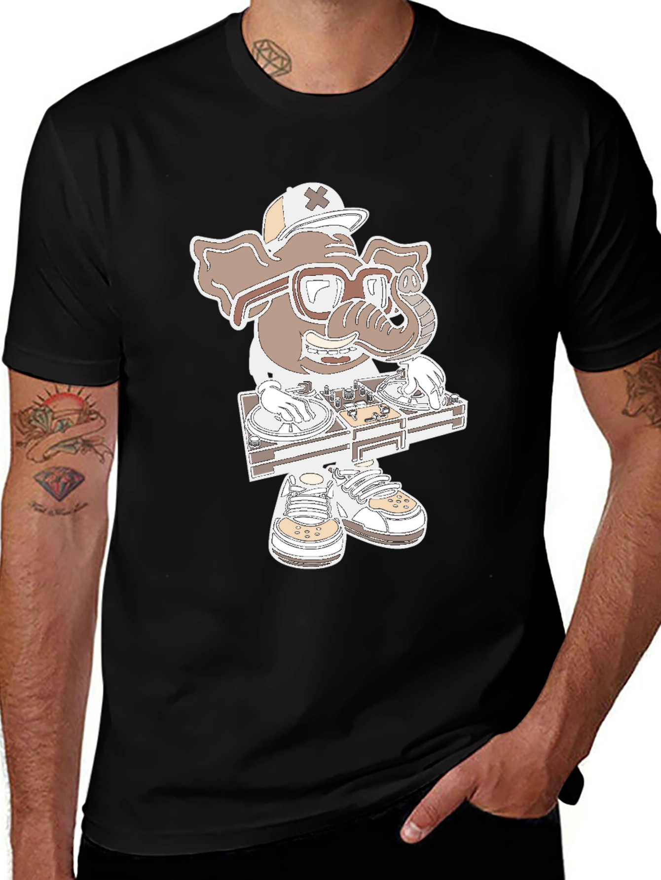 Variant 2 of DJ Elephant Graphic Tee - Cool Cartoon Style