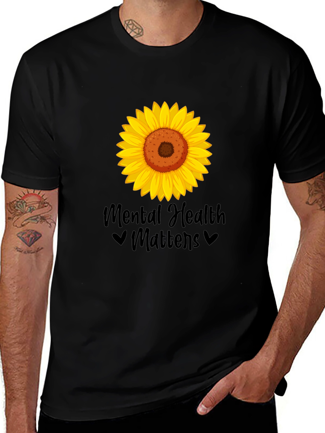 Variant 13 of Sunflower Mental Health Matters Black T-Shirt