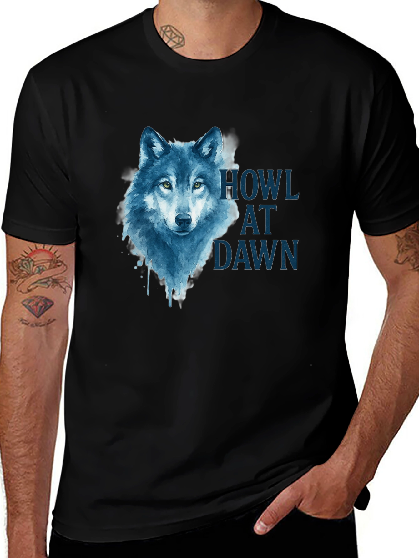 Variant 4 of Howl at Dawn Wolf Graphic Tee