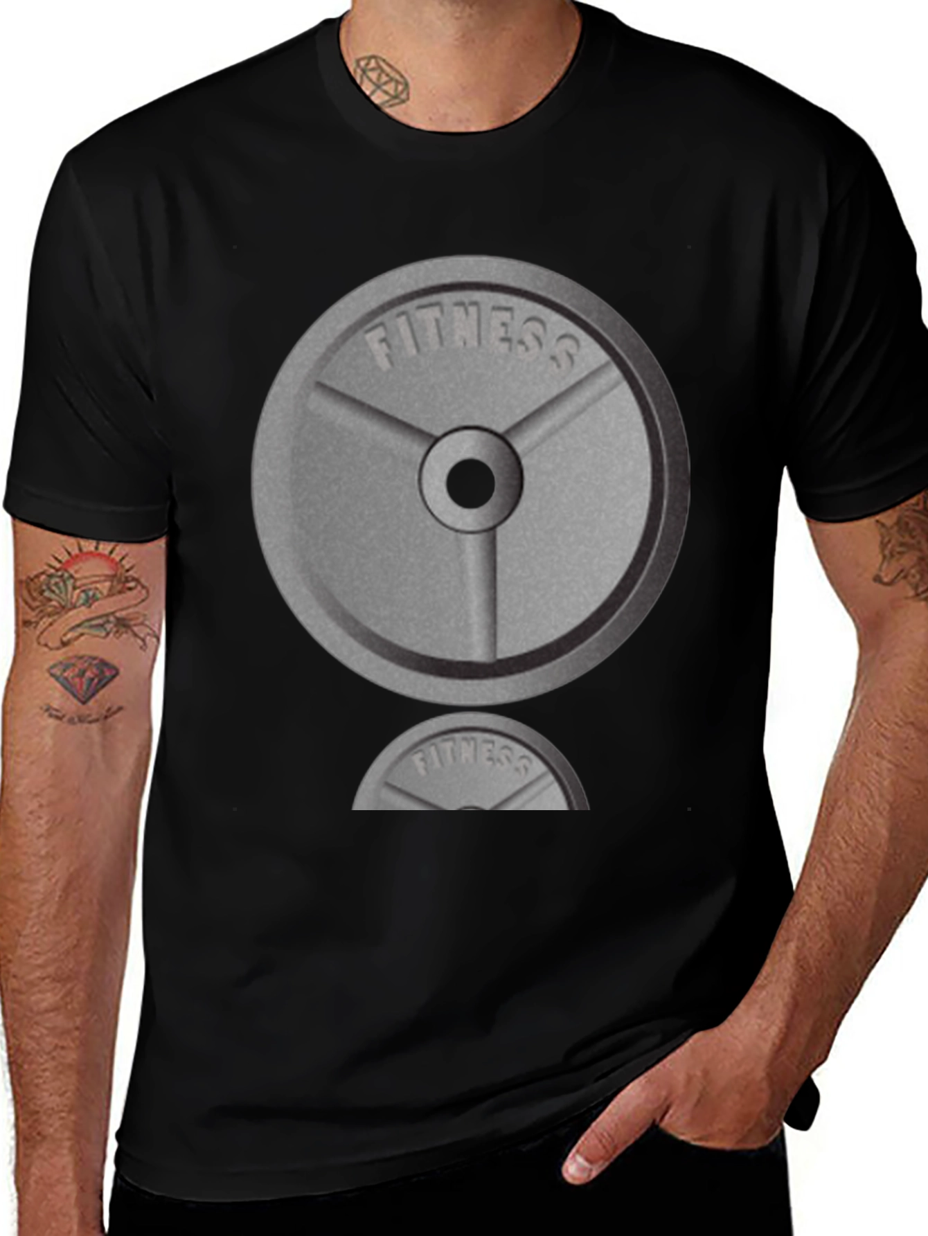 Fitness Weight Plate Graphic Tee - Gym Workout Shirt
