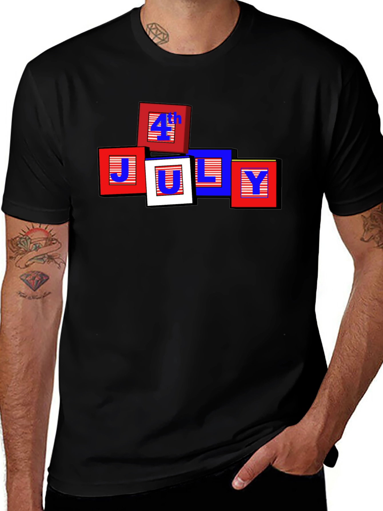 Variant 13 of Patriotic 4th of July Block Letter T-Shirt