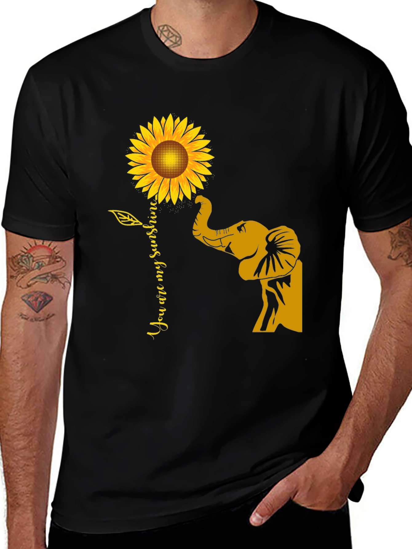 Variant 13 of Elephant Sunflower Graphic Tee - You Are My Sunshine