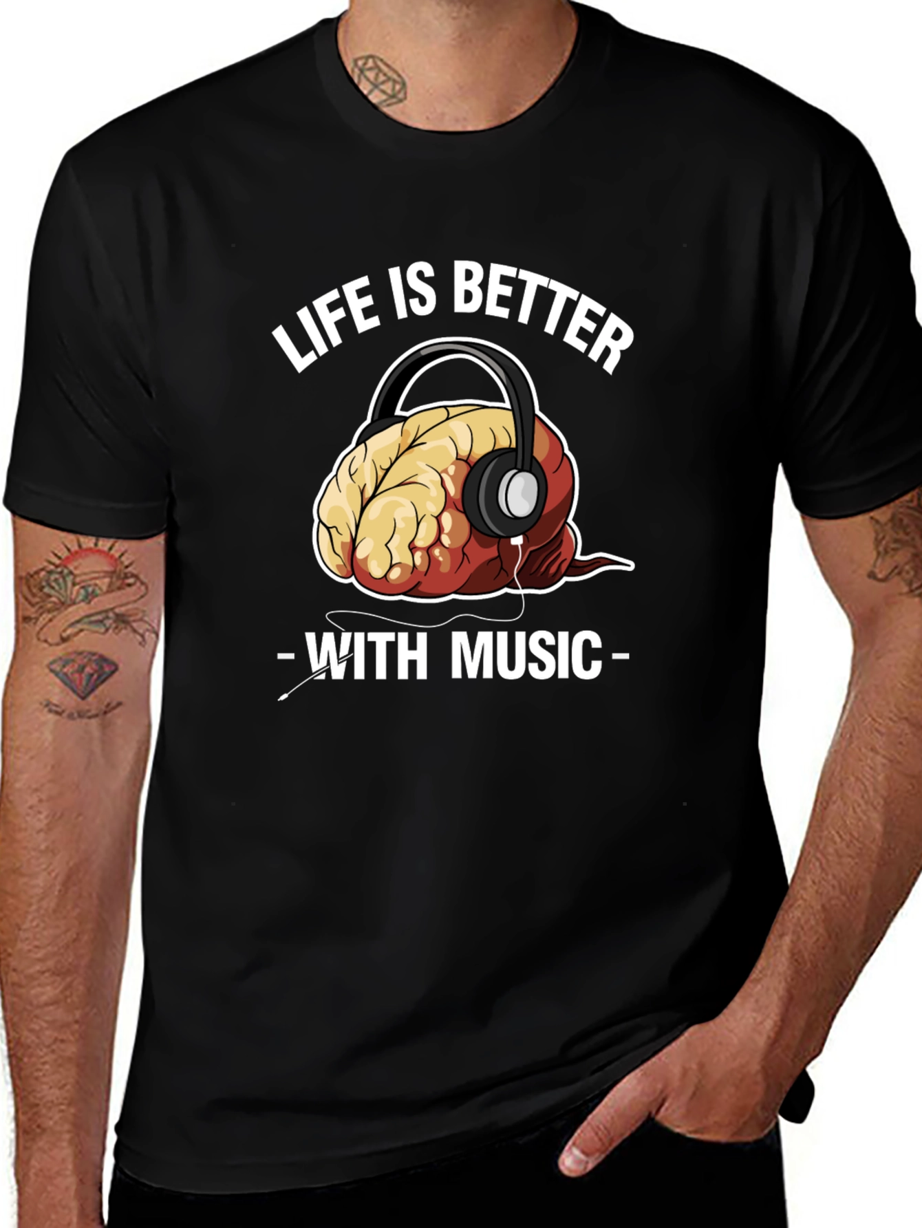 Variant 23 of Life is Better With Music Black T-Shirt