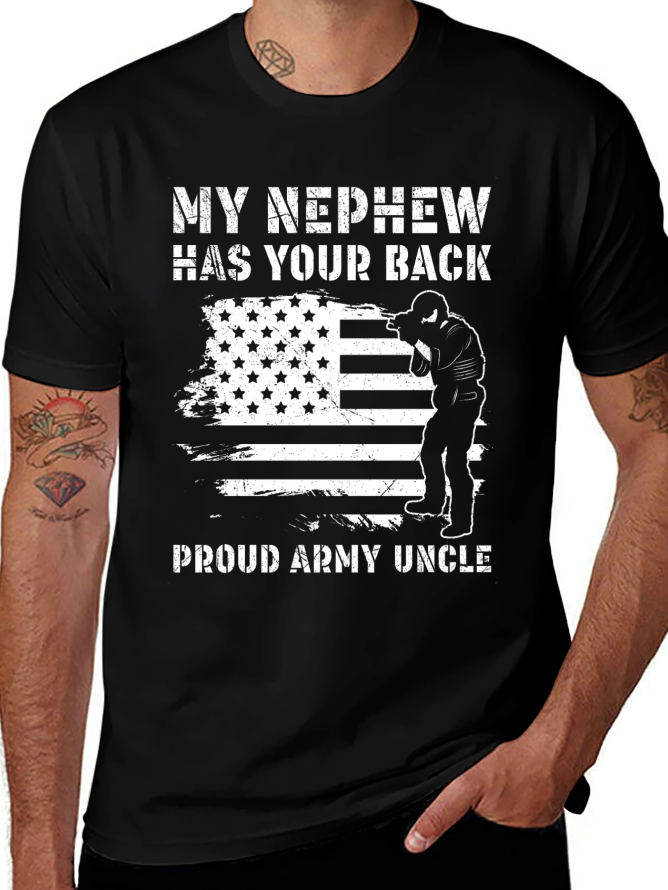 Variant 28 of My Nephew Has Your Back Proud Army Uncle T-Shirt