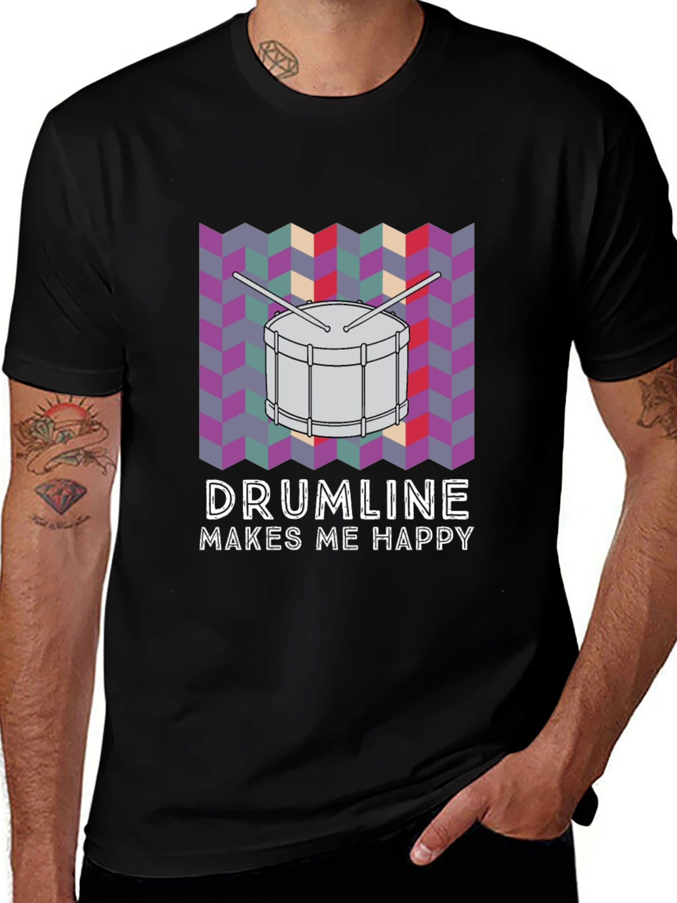 Black Drumline Makes Me Happy T-Shirt main image