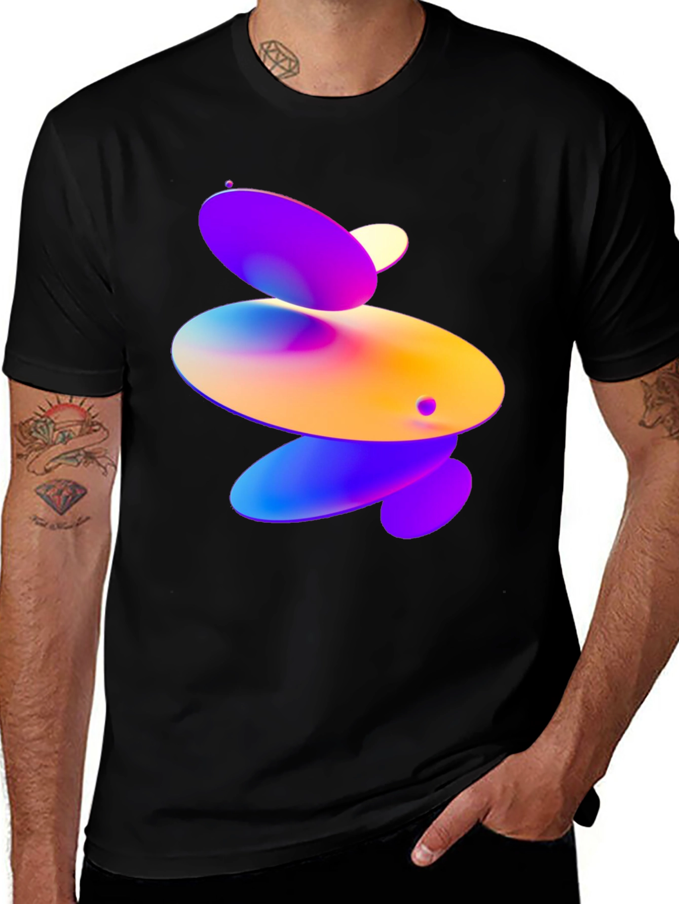 Variant 28 of Abstract Disc Graphic Tee - Modern Art Shirt
