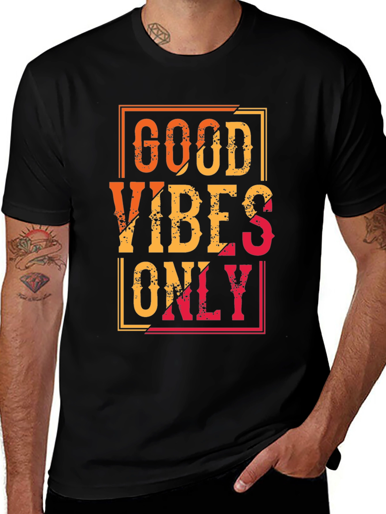 Variant 25 of Good Vibes Only Graphic Tee - Black Casual T-Shirt