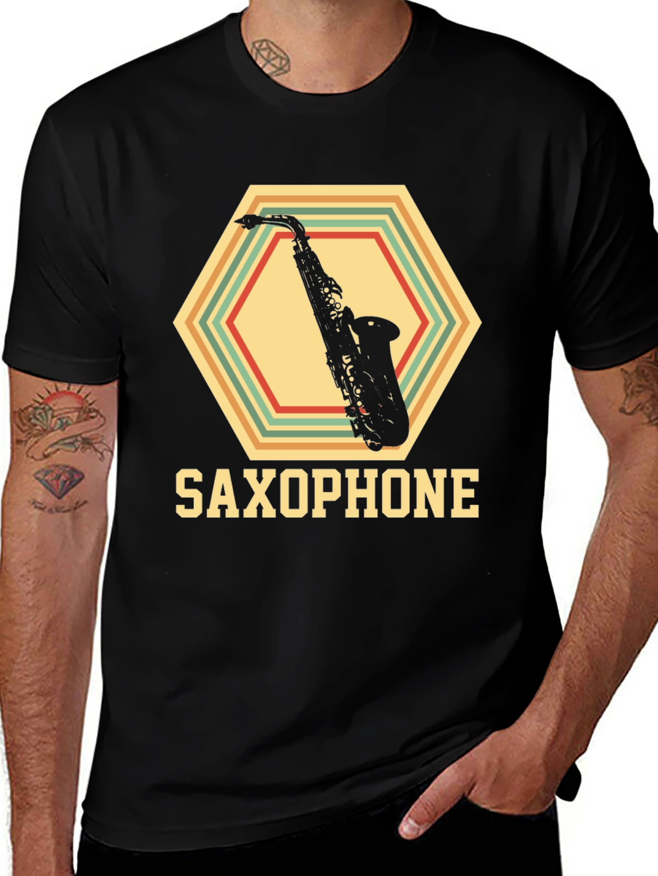 Variant 28 of Retro Saxophone T-Shirt - Vintage Music Lover Tee