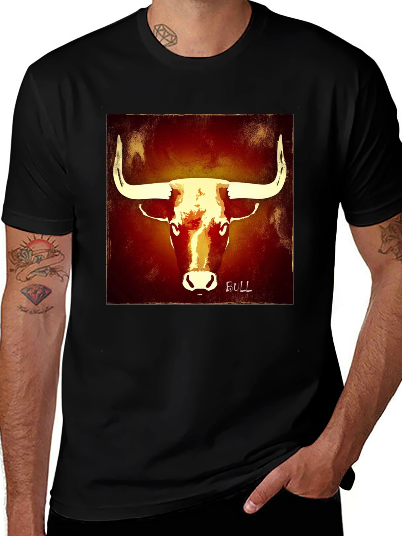 Variant 25 of Bull Graphic Tee - Bold Black T-Shirt
