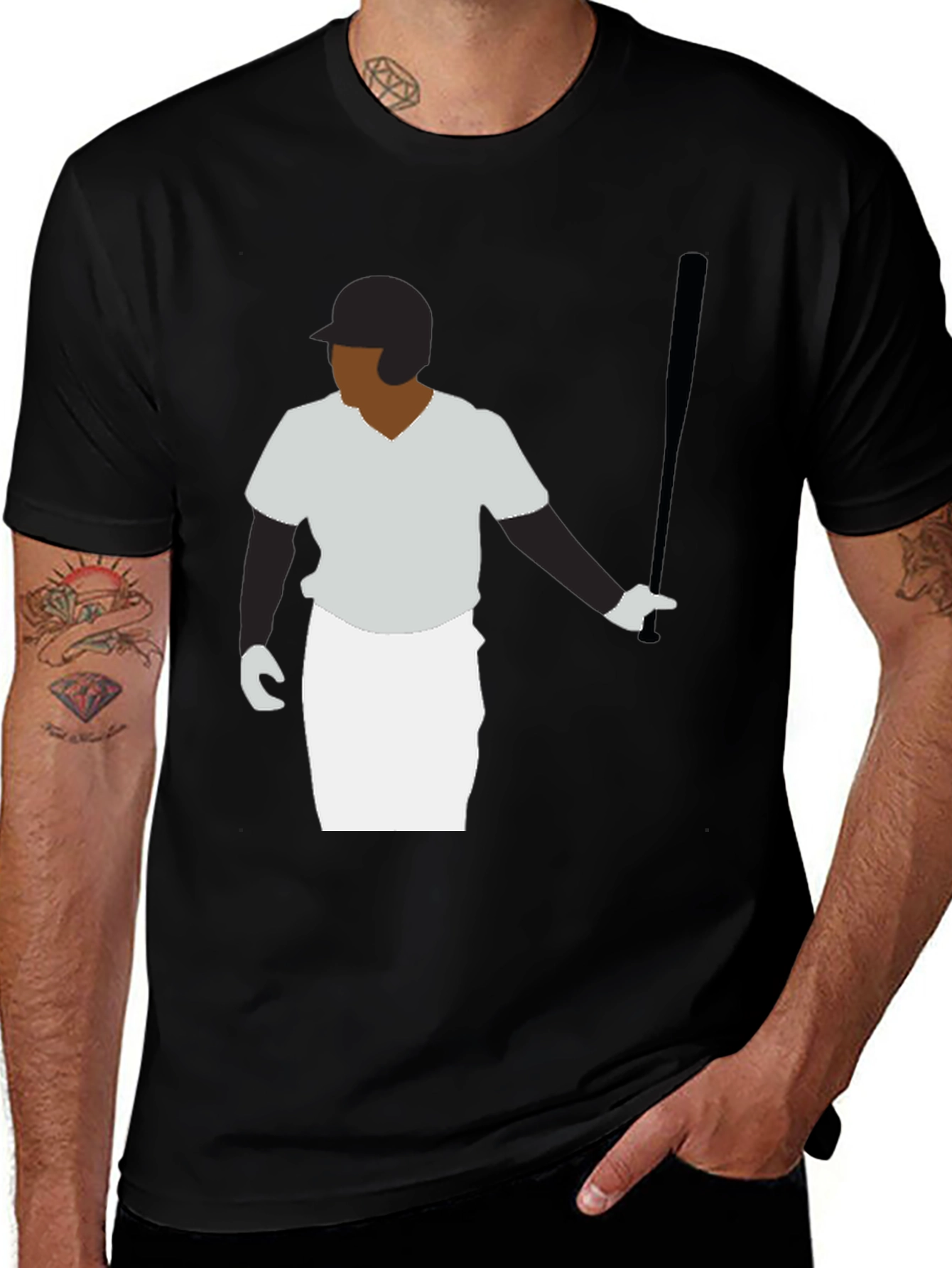 Variant 23 of Baseball Player Graphic Tee - Black T-Shirt