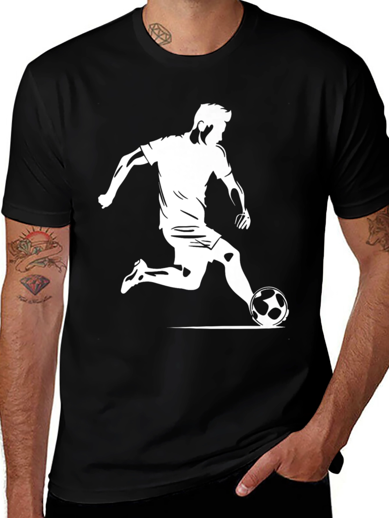 Variant 24 of Soccer Player Graphic Tee - Black Cotton T-Shirt