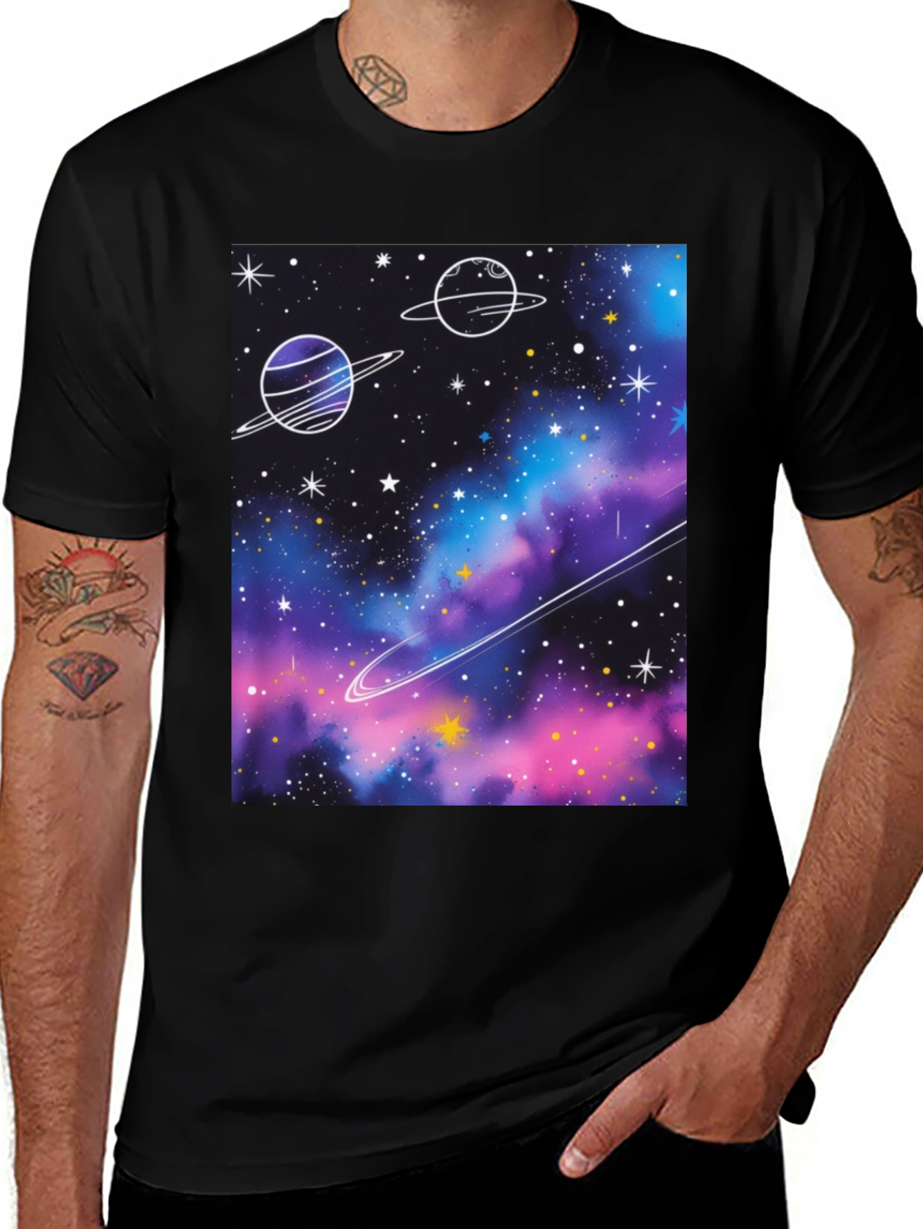 Variant 5 of Galaxy Graphic Black T-Shirt