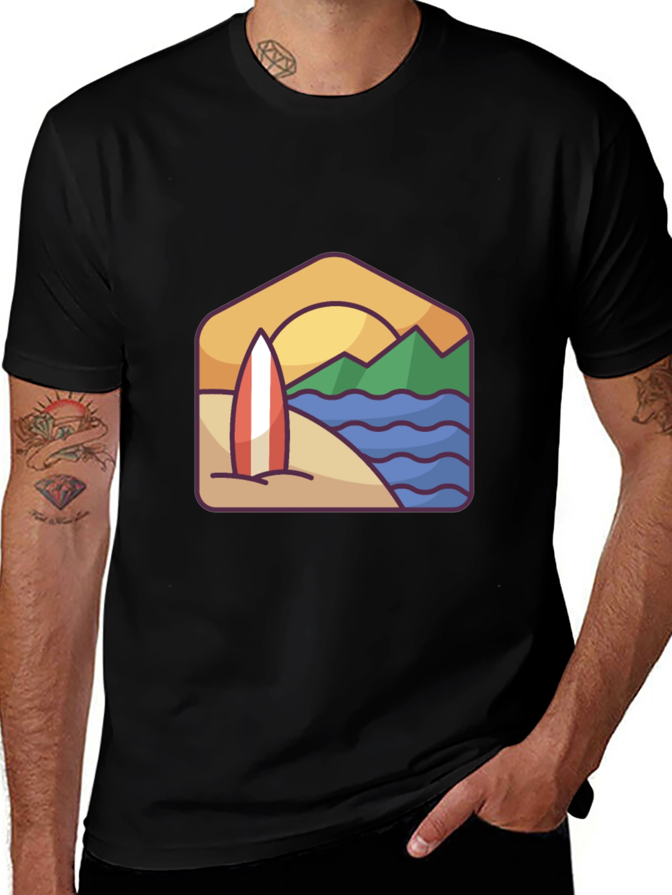 Variant 21 of Beach Surfboard Graphic T-Shirt